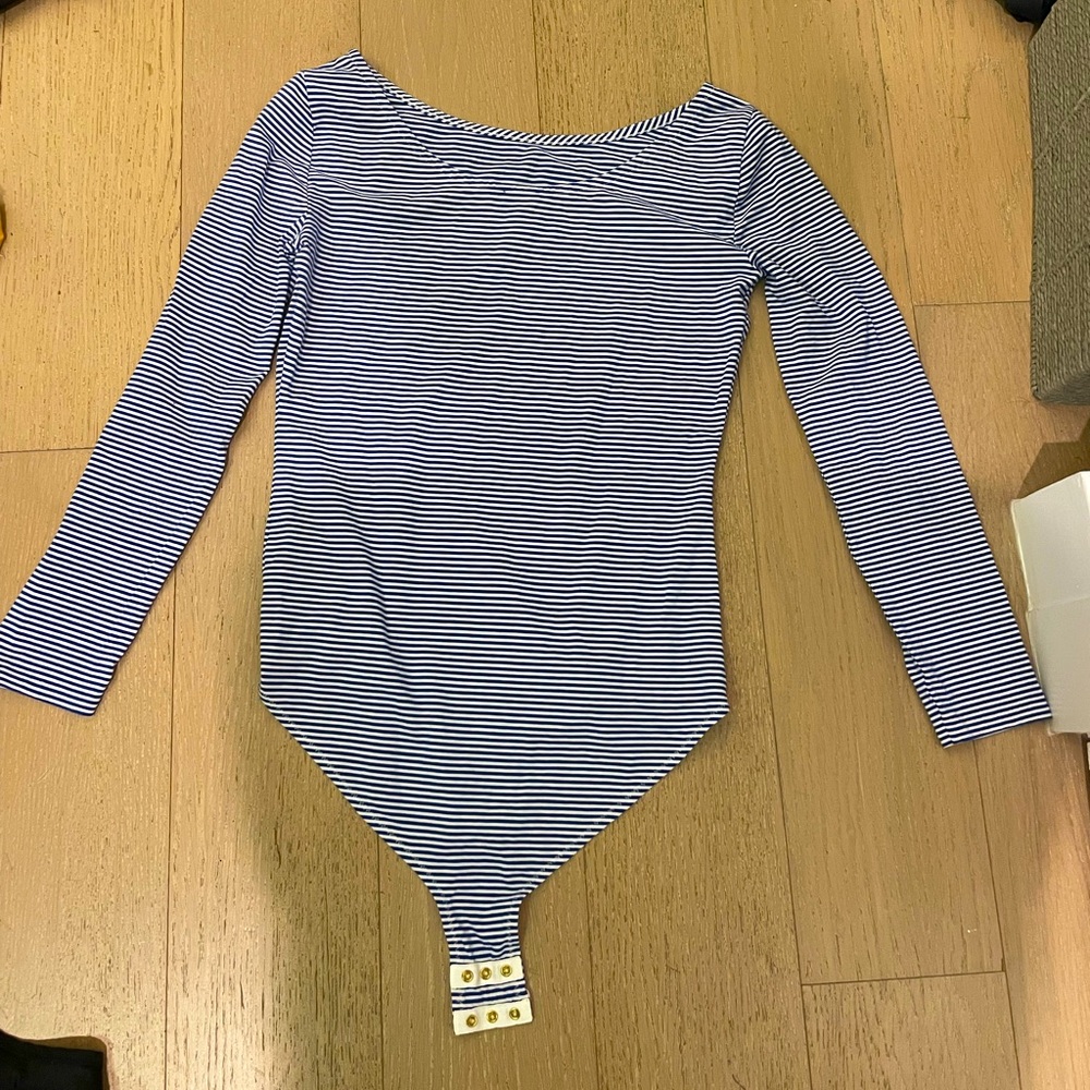 J. Crew Blue/White Striped Bodysuit: Size S